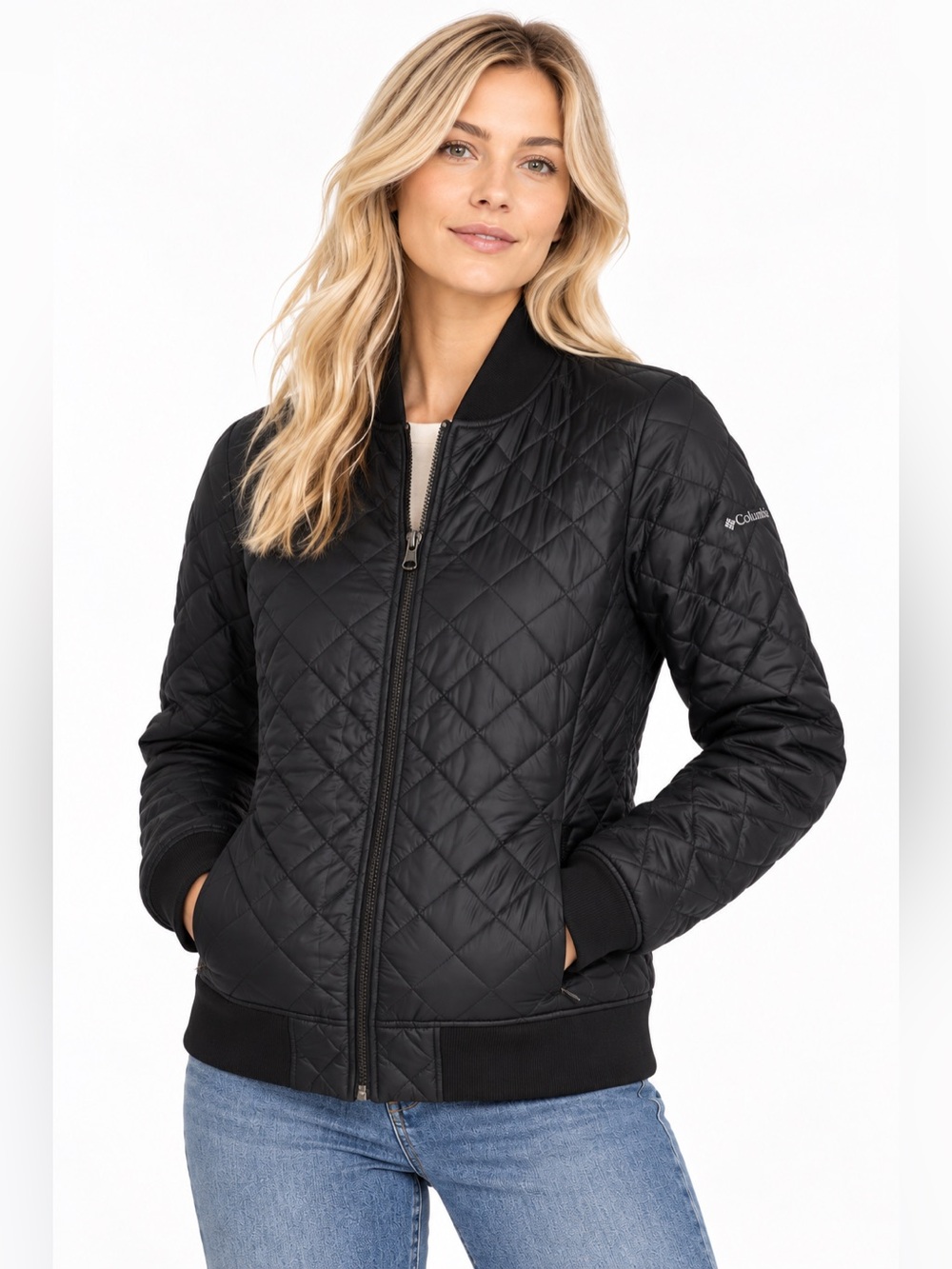 Columbia Omni-Heat Interchange Quilted Bomber Jacket Women’s M Black